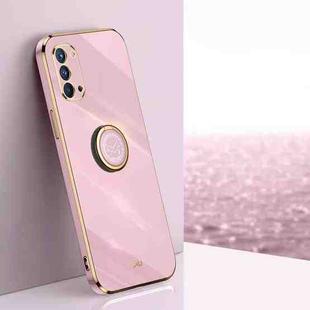 For OPPO Reno4 XINLI Straight 6D Plating Gold Edge TPU Shockproof Case with Ring Holder(Cherry Purple)