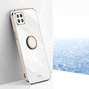 For OPPO Reno4 SE XINLI Straight Edge 6D Electroplate TPU Phone Case with Ring Holder(White)