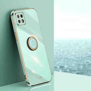 For OPPO Reno4 SE XINLI Straight 6D Plating Gold Edge TPU Shockproof Case with Ring Holder(Mint Green)