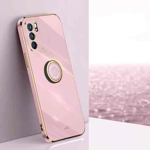 For OPPO Reno6 5G XINLI Straight 6D Plating Gold Edge TPU Shockproof Case with Ring Holder(Cherry Purple)
