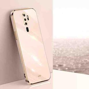 For OPPO A9 2020 / A11x XINLI Straight 6D Plating Gold Edge TPU Shockproof Case(Pink)