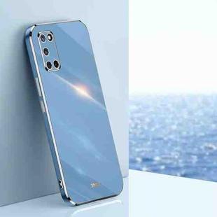 For OPPO A52 XINLI Straight 6D Plating Gold Edge TPU Shockproof Case(Celestial Blue)