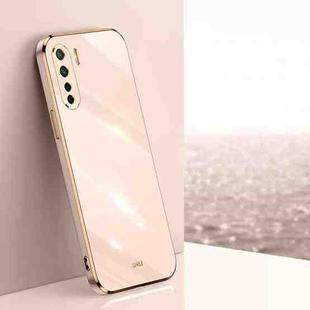For OPPO A91 XINLI Straight 6D Plating Gold Edge TPU Shockproof Case(Pink)