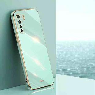 For OPPO A91 XINLI Straight 6D Plating Gold Edge TPU Shockproof Case(Mint Green)