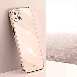 For OPPO A92s XINLI Straight 6D Plating Gold Edge TPU Shockproof Case(Pink)