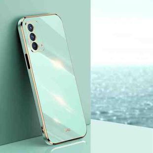 For OPPO A93 XINLI Straight 6D Plating Gold Edge TPU Shockproof Case(Mint Green)