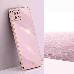For OPPO Reno4 SE XINLI Straight 6D Plating Gold Edge TPU Shockproof Case(Cherry Purple)