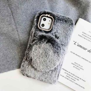 For iPhone 11 Plush Phone Protect Case with Mirror(Grey)