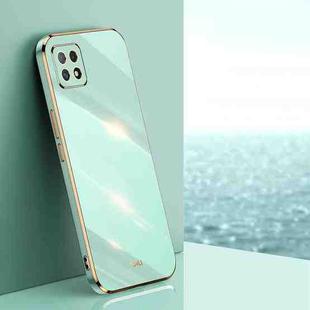 For OPPO A53 5G XINLI Straight 6D Plating Gold Edge TPU Shockproof Case(Mint Green)