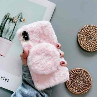 For iPhone X / XS Plush Phone Protect Case with Mirror(Pink)