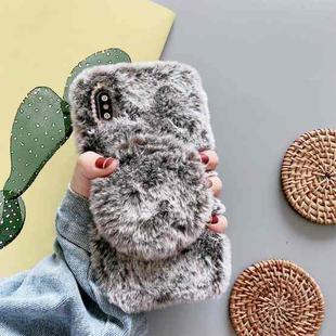 For iPhone X / XS Plush Phone Protect Case with Mirror(Brown)