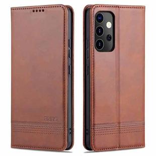 For Samsung Galaxy A82 5G AZNS Magnetic Calf Texture Horizontal Flip Leather Case with Card Slots & Holder & Wallet(Dark Brown)