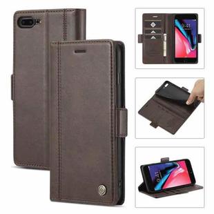 LC.IMEEKE Magnetic Buckle PU + TPU Horizontal Flip Leather Case with Holder & Card Slots & Wallet For iPhone 8 Plus & 7 Plus(Coffee)