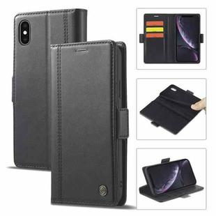 For iPhone X / XS LC.IMEEKE Magnetic Buckle PU + TPU Horizontal Flip Leather Case with Holder & Card Slots & Wallet(Black)