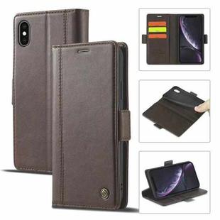 For iPhone X / XS LC.IMEEKE Magnetic Buckle PU + TPU Horizontal Flip Leather Case with Holder & Card Slots & Wallet(Coffee)