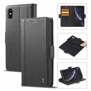 For iPhone XS Max LC.IMEEKE Magnetic Buckle PU + TPU Horizontal Flip Leather Case with Holder & Card Slots & Wallet(Black)