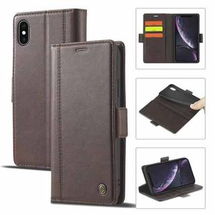 For iPhone XS Max LC.IMEEKE Magnetic Buckle PU + TPU Horizontal Flip Leather Case with Holder & Card Slots & Wallet(Coffee)