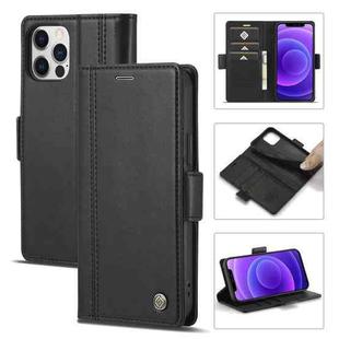 For iPhone 12 Pro Max LC.IMEEKE Magnetic Buckle PU + TPU Horizontal Flip Leather Case with Holder & Card Slots & Wallet(Black)