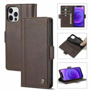 For iPhone 12 Pro Max LC.IMEEKE Magnetic Buckle PU + TPU Horizontal Flip Leather Case with Holder & Card Slots & Wallet(Coffee)