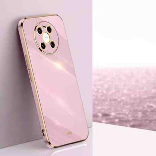 For Huawei Mate 40 XINLI Straight 6D Plating Gold Edge TPU Shockproof Case(Cherry Purple)