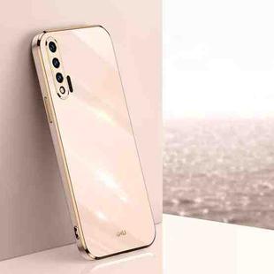 For Huawei nova 6 5G XINLI Straight 6D Plating Gold Edge TPU Shockproof Case(Pink)