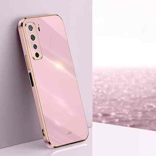 For Huawei nova 7 SE XINLI Straight 6D Plating Gold Edge TPU Shockproof Case(Cherry Purple)