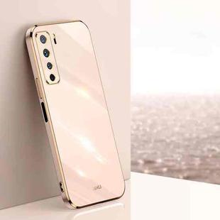 For Huawei nova 7 SE XINLI Straight 6D Plating Gold Edge TPU Shockproof Case(Pink)