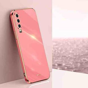 For Huawei P30 XINLI Straight 6D Plating Gold Edge TPU Shockproof Case(Hawthorn Red)