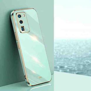 For Huawei P40 XINLI Straight 6D Plating Gold Edge TPU Shockproof Case(Mint Green)