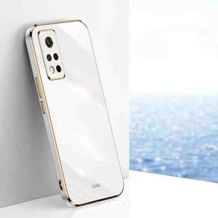 For Honor V40 5G XINLI Straight 6D Plating Gold Edge TPU Shockproof Case(White)