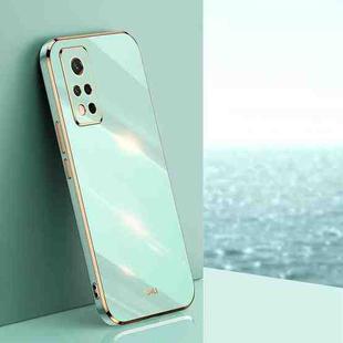 For Honor V40 5G XINLI Straight 6D Plating Gold Edge TPU Shockproof Case(Mint Green)