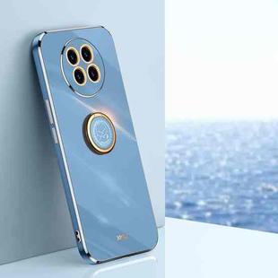 For Huawei Mate 30 XINLI Straight 6D Plating Gold Edge TPU Shockproof Case with Ring Holder(Celestial Blue)