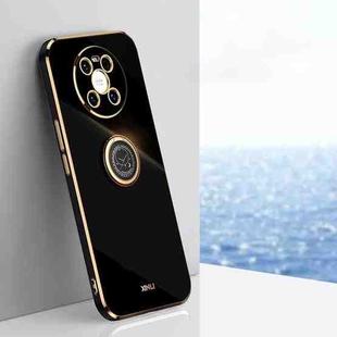 For Huawei Mate 40 XINLI Straight 6D Plating Gold Edge TPU Shockproof Case with Ring Holder(Black)