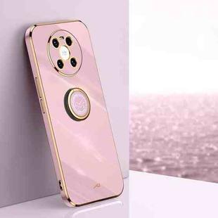 For Huawei Mate 40 XINLI Straight 6D Plating Gold Edge TPU Shockproof Case with Ring Holder(Cherry Purple)