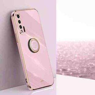 For Huawei nova 6 5G XINLI Straight 6D Plating Gold Edge TPU Shockproof Case with Ring Holder(Cherry Purple)