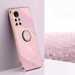 For Huawei nova 8 5G XINLI Straight 6D Plating Gold Edge TPU Shockproof Case with Ring Holder(Cherry Purple)