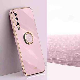 For Huawei P30 XINLI Straight 6D Plating Gold Edge TPU Shockproof Case with Ring Holder(Cherry Purple)