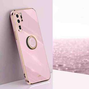 For Huawei P30 Pro XINLI Straight Edge 6D Electroplate TPU Phone Case with Ring Holder(Cherry Purple)