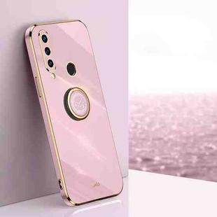 For Huawei P30 Lite XINLI Straight 6D Plating Gold Edge TPU Shockproof Case with Ring Holder(Cherry Purple)