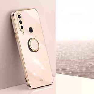 For Huawei P30 Lite XINLI Straight 6D Plating Gold Edge TPU Shockproof Case with Ring Holder(Pink)
