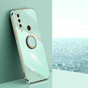 For Huawei P30 Lite XINLI Straight 6D Plating Gold Edge TPU Shockproof Case with Ring Holder(Mint Green)