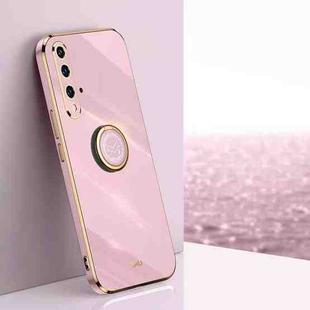 For Honor 20 XINLI Straight 6D Plating Gold Edge TPU Shockproof Case with Ring Holder(Cherry Purple)