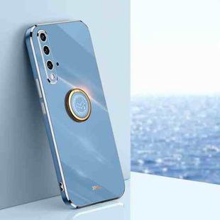 For Honor 20 XINLI Straight 6D Plating Gold Edge TPU Shockproof Case with Ring Holder(Celestial Blue)