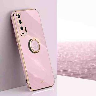 For Honor 20 Pro XINLI Straight 6D Plating Gold Edge TPU Shockproof Case with Ring Holder(Cherry Purple)