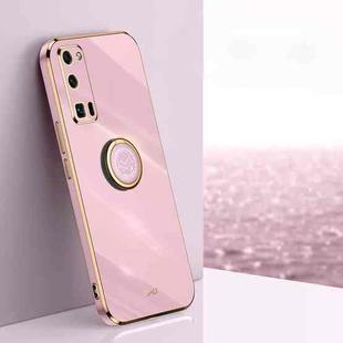 For Honor 30 Pro XINLI Straight 6D Plating Gold Edge TPU Shockproof Case with Ring Holder(Cherry Purple)