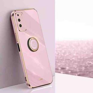 For Honor X10 5G XINLI Straight 6D Plating Gold Edge TPU Shockproof Case with Ring Holder(Cherry Purple)