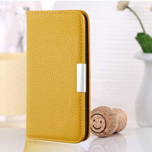 For iPhone 8 Plus / 7 Plus Litchi Texture Horizontal Flip Leather Case with Holder & Card Slots(Yellow)