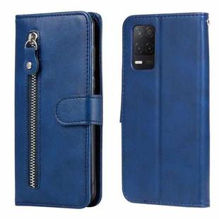 For OPPO Realme 8 5G / Realme V13 5G Fashion Calf Texture Zipper Horizontal Flip Leather Case with Stand & Card Slots & Wallet Function(Blue)