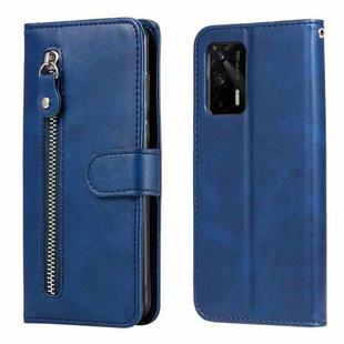 For OPPO Realme GT 5G Fashion Calf Texture Zipper Horizontal Flip Leather Case with Stand & Card Slots & Wallet Function(Blue)