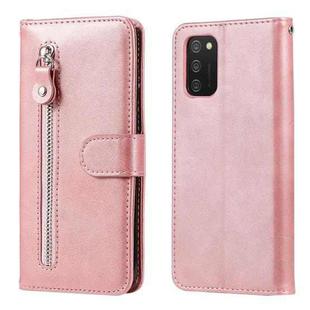 For Samsung Galaxy A03s Fashion Calf Texture Zipper Horizontal Flip Leather Case with Stand & Card Slots & Wallet Function(Rose Gold)